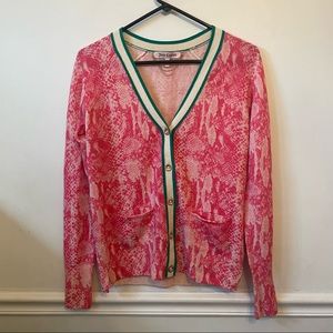 JUICY COUTURE pink python print wool cardigan S.